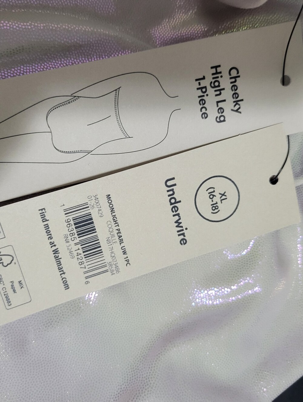 No Boundaries Moonlight Pearl One-Piece Swimsuit. XL(16-18). NEW - Picture 3 of 4